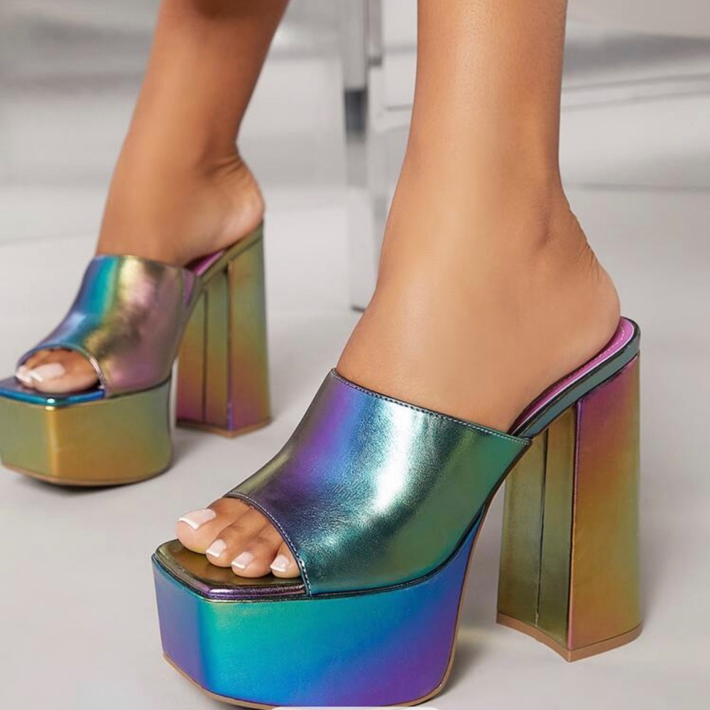 Multicolored Chrome Heel